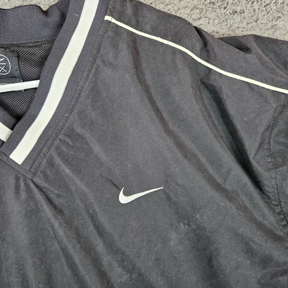 Nike Golf Mens XXL Black White V-Neck Windbreaker Pullover